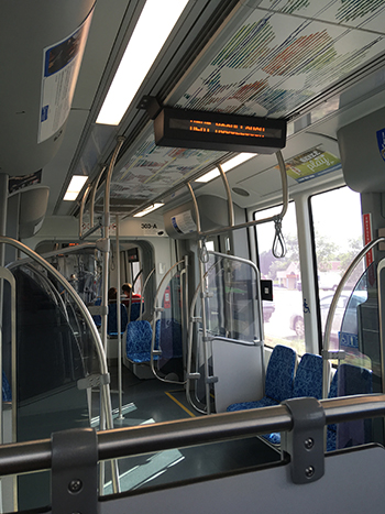 inside mass transit light rail