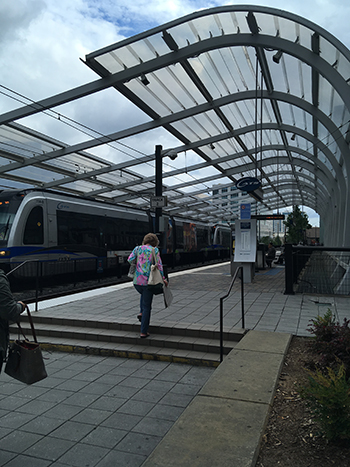 mass transit stop downtown