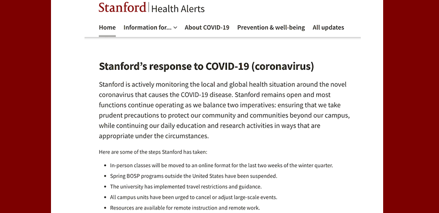 Stanford's Response to Coronavirus