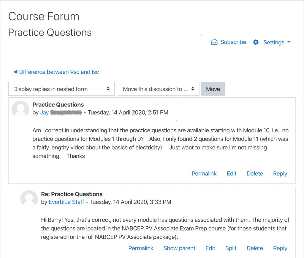 online course forum