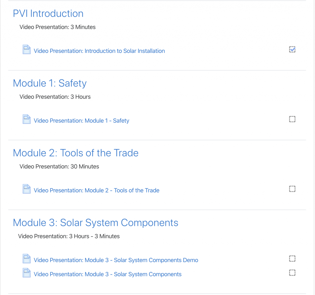solar installation course modules